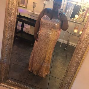 Rose gold sequins bridesmaids dress